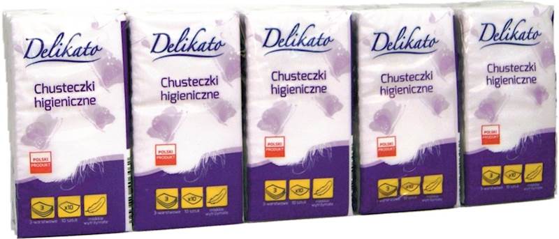 Chusteczki hig. 9x10 3w a'10 szt. DELIKATO 