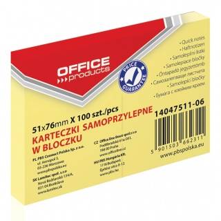 Notes samoprz. 51x76 mm OFFICE PROD. żółty a'1