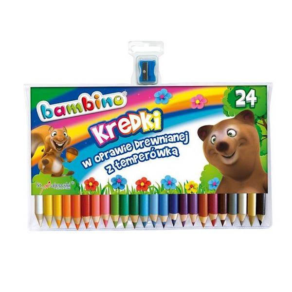 Kredki BAMBINO 24 kol. drew+temperów