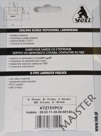 KŁÓDKA BĘBENKOWA TRZPIENIOWA KTZ75YPCV