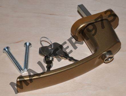 KLAMKA OKIENNA Z KLUCZEM GOLD L-35/45 GOLD