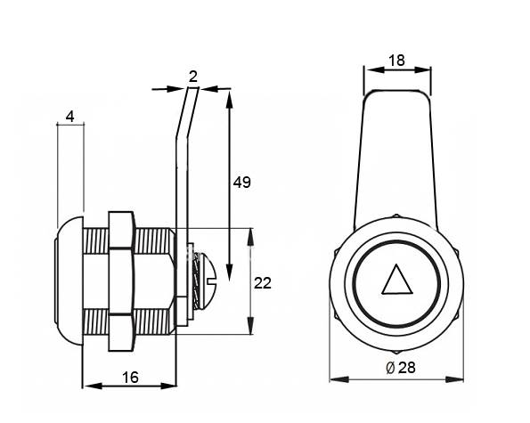 ZAMEK MEBLOWY BLASZKA DŁUGA ODGIĘTA L=64 MM