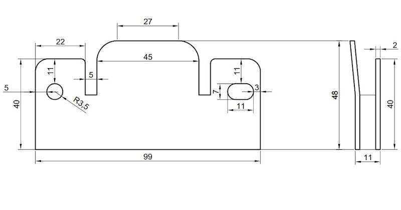 ZACZEP SOFY NAKŁADANY 98X46X2 MM OCYNK BIAŁY