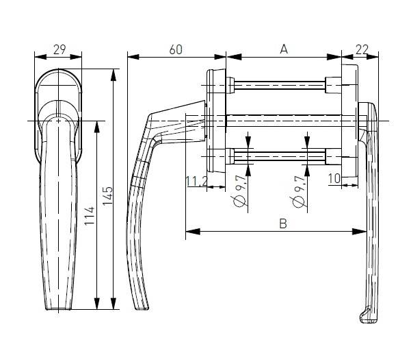 KLAMKA BALK. ANTRACYT POD ROLETĘ RAL 7016 VICTORY