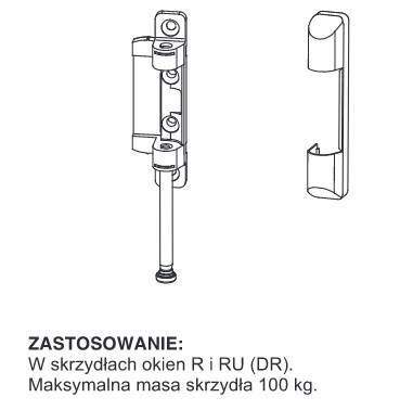 ZAWIAS OKNA GÓRA + ZAŚLEPKA BIAŁA