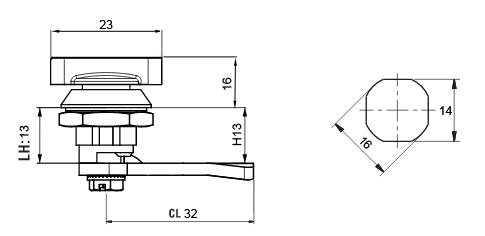 ZAMEK MEBLOWY NA MOTYLEK BL.PROSTA L=39 MM