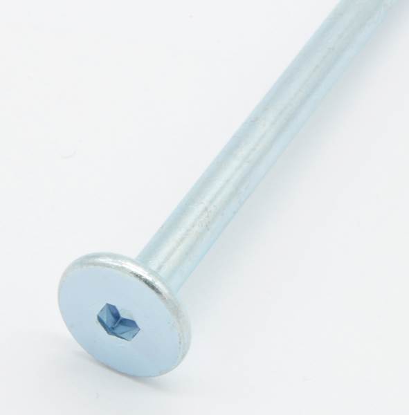 ŚRUBA MEBLOWA M6X140 OCYNK BIAŁY NA IMBUS 4 MM
