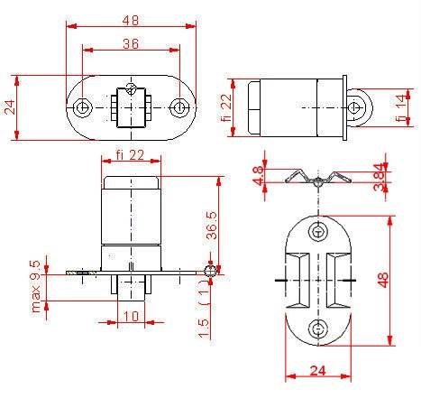 ZATRZASK WPUSZCZANY ROLKOWY FI 22X35 MM NIERDZEWNY