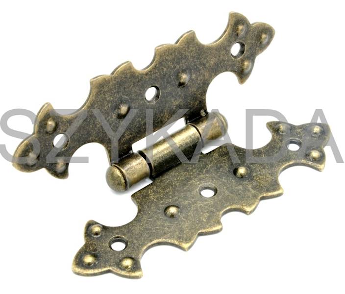 ZAWIAS OZDOBNY 56X78 MM SYMETRYCZNY PATYNA