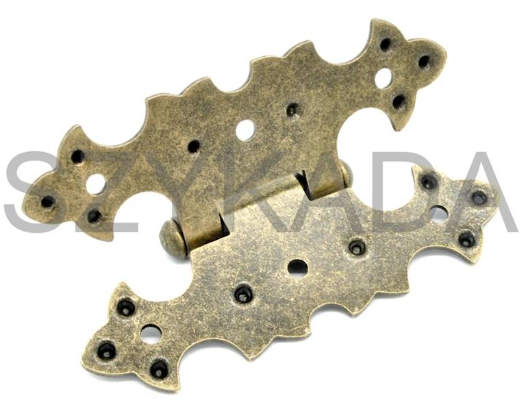 ZAWIAS OZDOBNY 56X78 MM SYMETRYCZNY PATYNA