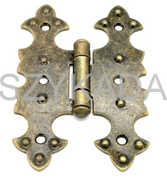 ZAWIAS OZDOBNY 56X78 MM SYMETRYCZNY PATYNA