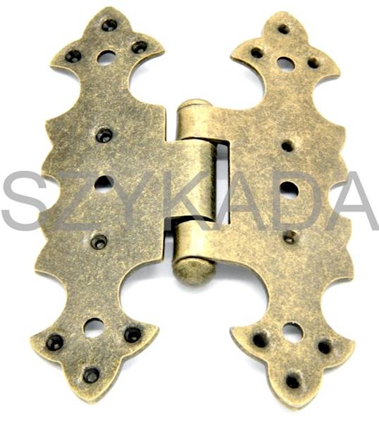 ZAWIAS OZDOBNY 56X78 MM SYMETRYCZNY PATYNA