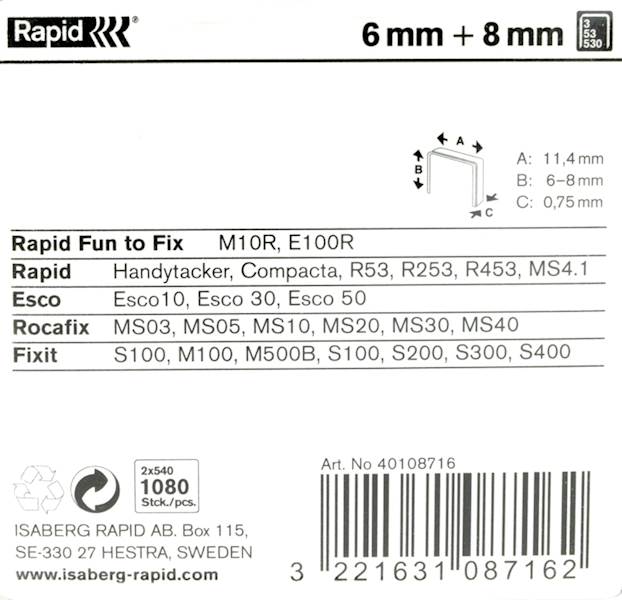ZSZYWKI TAPIC. 53/6-8 MM 1080 SZT