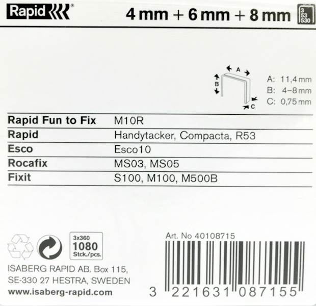 ZSZYWKI TAPIC. 53/4-6-8 MM 1080 SZT