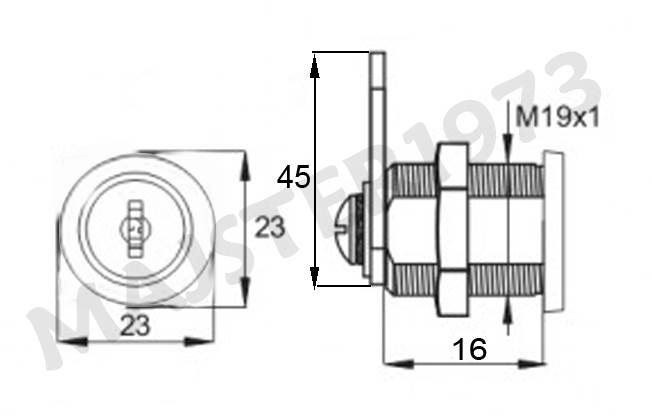 ZAMEK MEBLOWY BĘB.NIK.SKRZ.BL.PROSTA 19x16 MM L=46