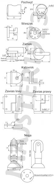 OKUCIA DO KABIN TOALETOWYCH LEWE SZARE