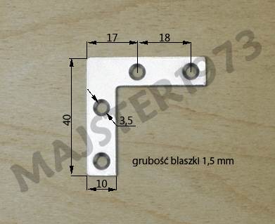 NAROŻNIK 40X40X10X1,5 4 OTWORY