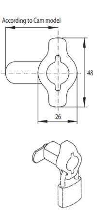 ZAMEK MEBLOWY NA KŁÓDKĘ BL.PROSTA L=48 MM PRAWY
