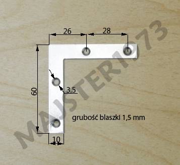 NAROŻNIK 60X60X10X1,5 4 OTWORY
