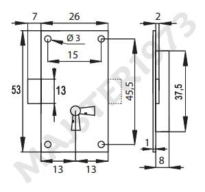 ZAMEK MEBLOWY PUSZKOWY NAKŁADANY 51X26 MM