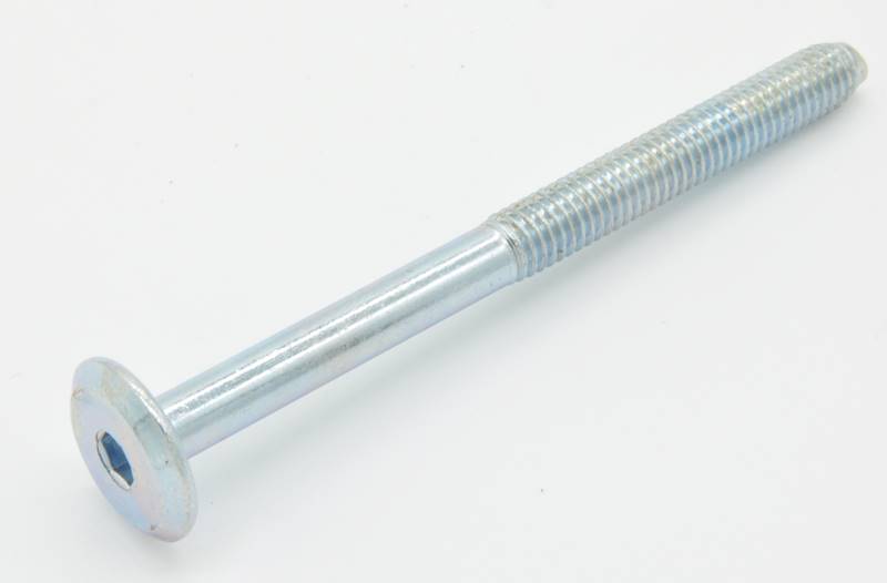 ŚRUBA MEBLOWA M6X75 OCYNK BIAŁY NA IMBUS 4 MM