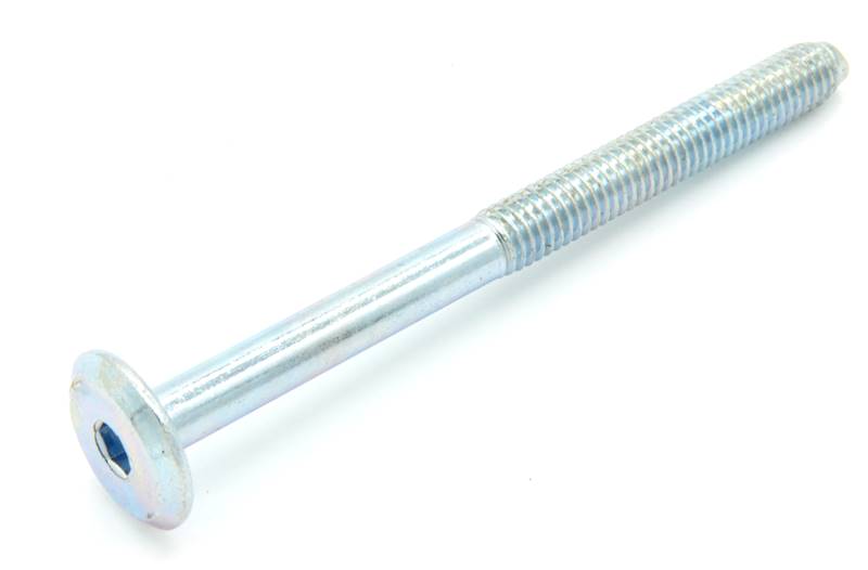 ŚRUBA MEBLOWA M6X75 OCYNK BIAŁY NA IMBUS 4 MM