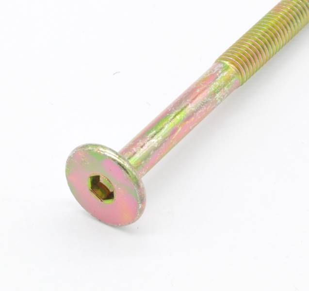 ŚRUBA MEBLOWA M6X70 OCYNK ŻÓŁTY NA IMBUS 4 MM