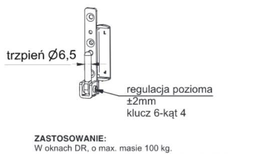 ZAWIAS OKNA DÓŁ - WSPORNIK BEZ ZAŚLEPKI