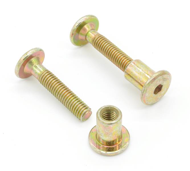 ŚRUBA MEBLOWA M6X20 OCYNK ŻÓŁTY NA IMBUS 4 MM