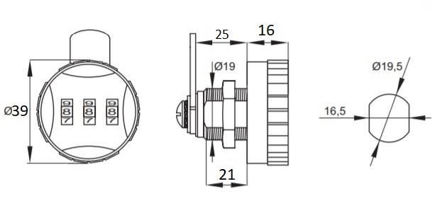 ZAMEK MEBLOWY NA SZYFR 3 CYf.BL.PRO.L=48 CZARNY P