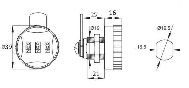 ZAMEK MEBLOWY NA SZYFR 3 CYf.BL.PRO.L=48 CZARNY P