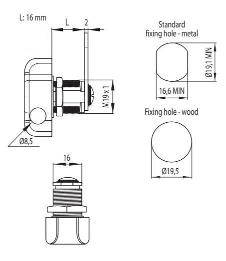 ZAMEK MEBLOWY NA KŁÓDKĘ BL.PROSTA L=48 MM PRAWY