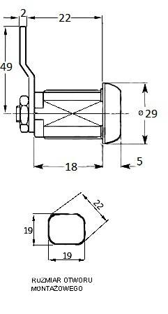 ZAMEK MEBLOWY BLASZKA DŁUGA ODGIĘTA L=59 MM