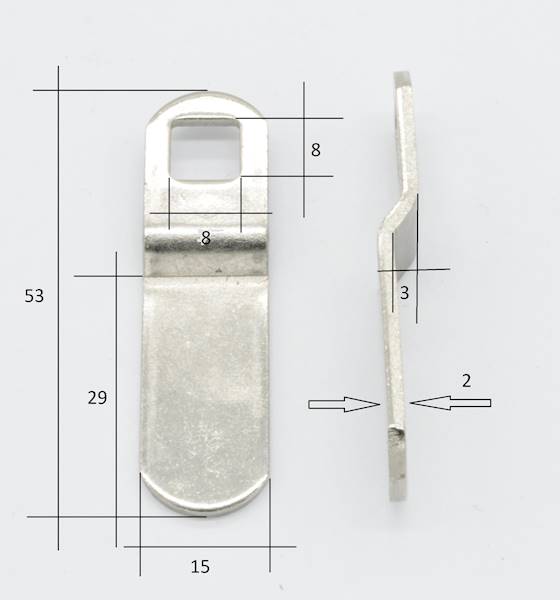 BLASZKA DŁUGA ODGIĘTA L=53 MM (ODG.3 MM DŁ.29 MM)