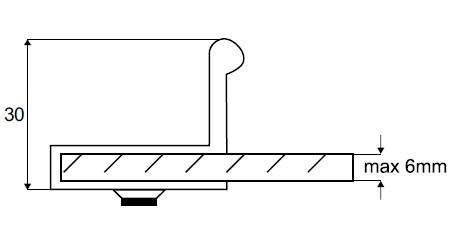 UCHWYT DO SZYBY CZARNY = 6 MM