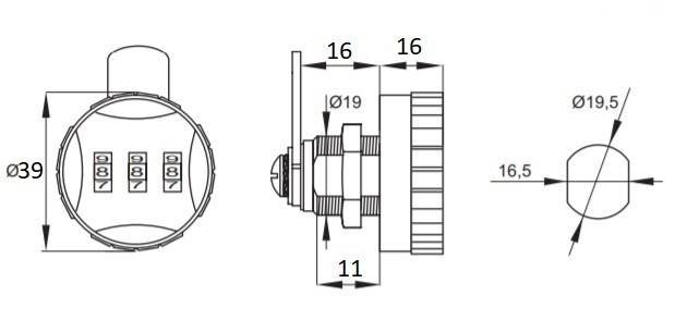 ZAMEK MEBLOWY NA SZYFR 3 CYf.BL.PRO.L=48 CZARNY P
