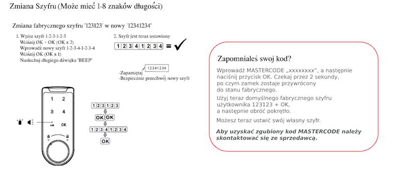 ZAMEK NA SZYFR. ELEKTRO. ZM. KOD.RĘCZ. BL.PRO.L=55