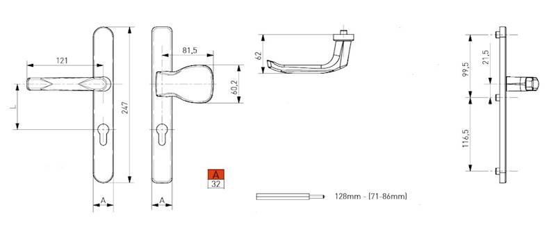 KLAMKO-POCH.DRZ.9016 PCV/ALU.SZYLD 85/32 WB SATUR
