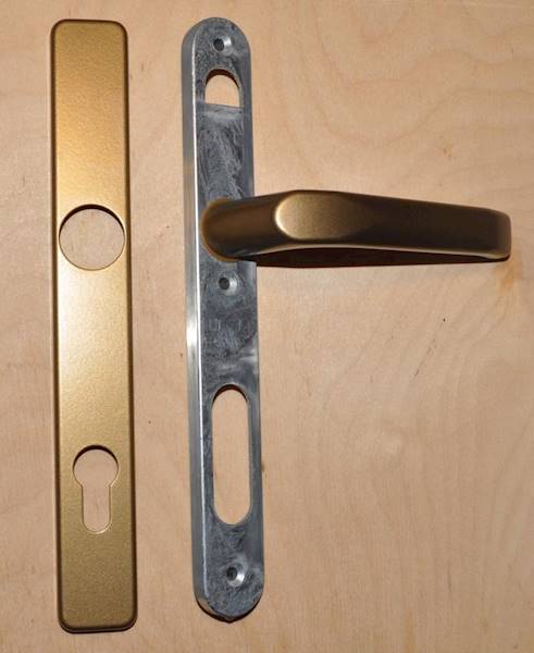 KLAMKA DRZ.GOLD PCV/ALU.DŁ.SZYLD 92/32 WB KW.SATUR