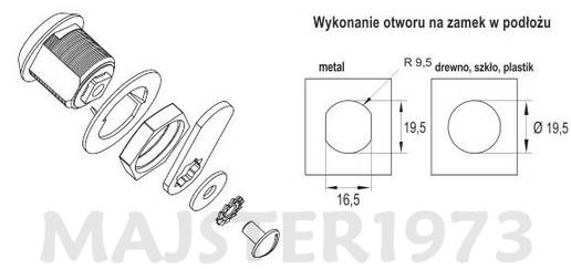 ZAMEK MEBLOWY BLASZKA PROSTA + KLUCZ NA TRÓJKĄT