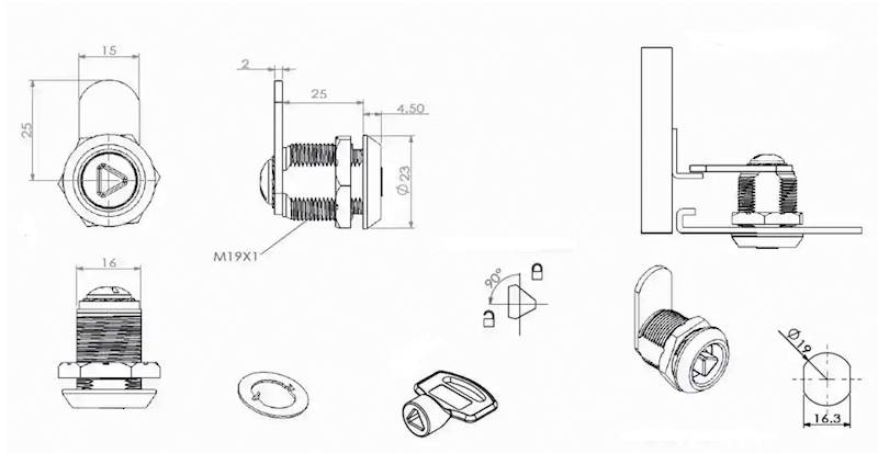 ZAMEK MEBLOWY BLASZKA PROSTA + KLUCZ NA TRÓJKĄT