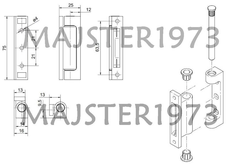 ZAWIAS OKNA UCHYLNY METALOWY ANTRACYT 7016M