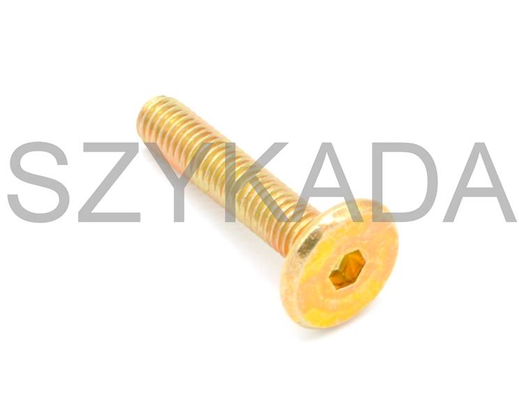 ŚRUBA MEBLOWA M6X30 OCYNK ŻÓŁTY NA IMBUS 4 MM