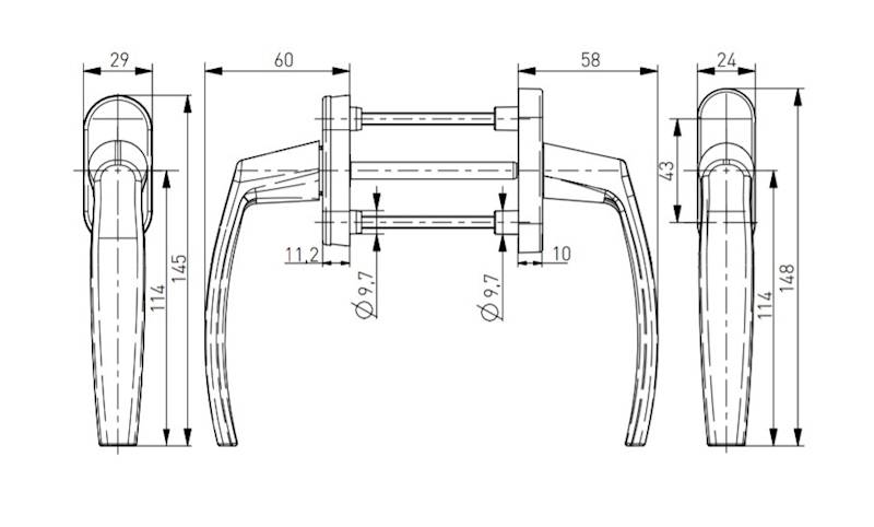 KLAMKA BALKONOWA BIAŁA RAL 9016 VICTORY