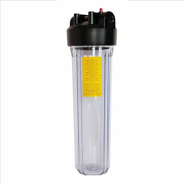 Korpus narurowy 20" Big Blue, czarna głowica, przeźroczysty klosz, przyłącze GW 1", 2 oringi.
