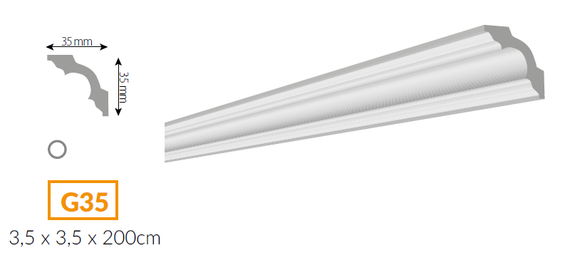 Listwa ekstrudowana - G35 - biała - 2szt (folia)