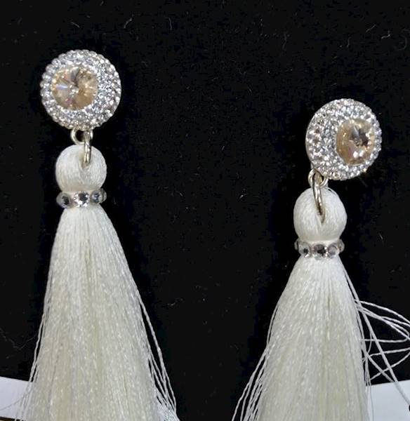 Kolczyki Swarovski Frędzle  ecru