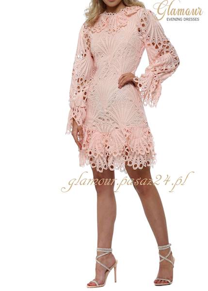 ALLYSON Pudrowa sukienka z gipiury