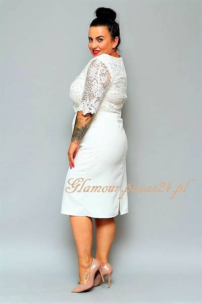 Aurelia koronkowa ecru cekiny kwiaty