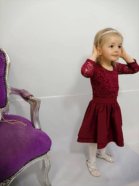 KIDS GLAMOUR sukienka Bordowa